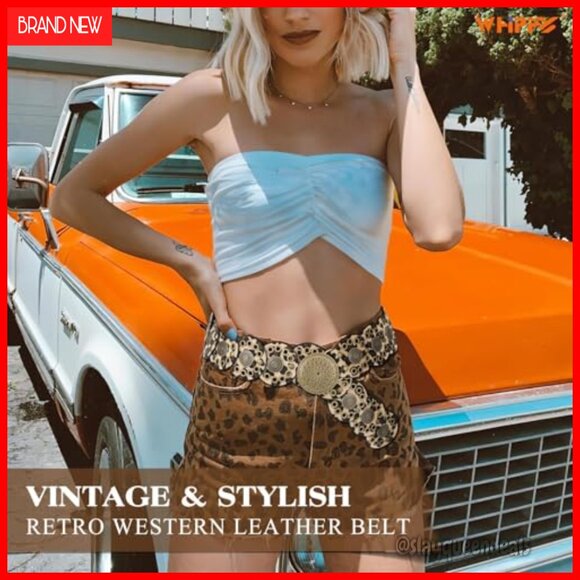 Vintage Western Disc Belt PU Leather Boho Waist Belt for Dresses Jeans main image 6